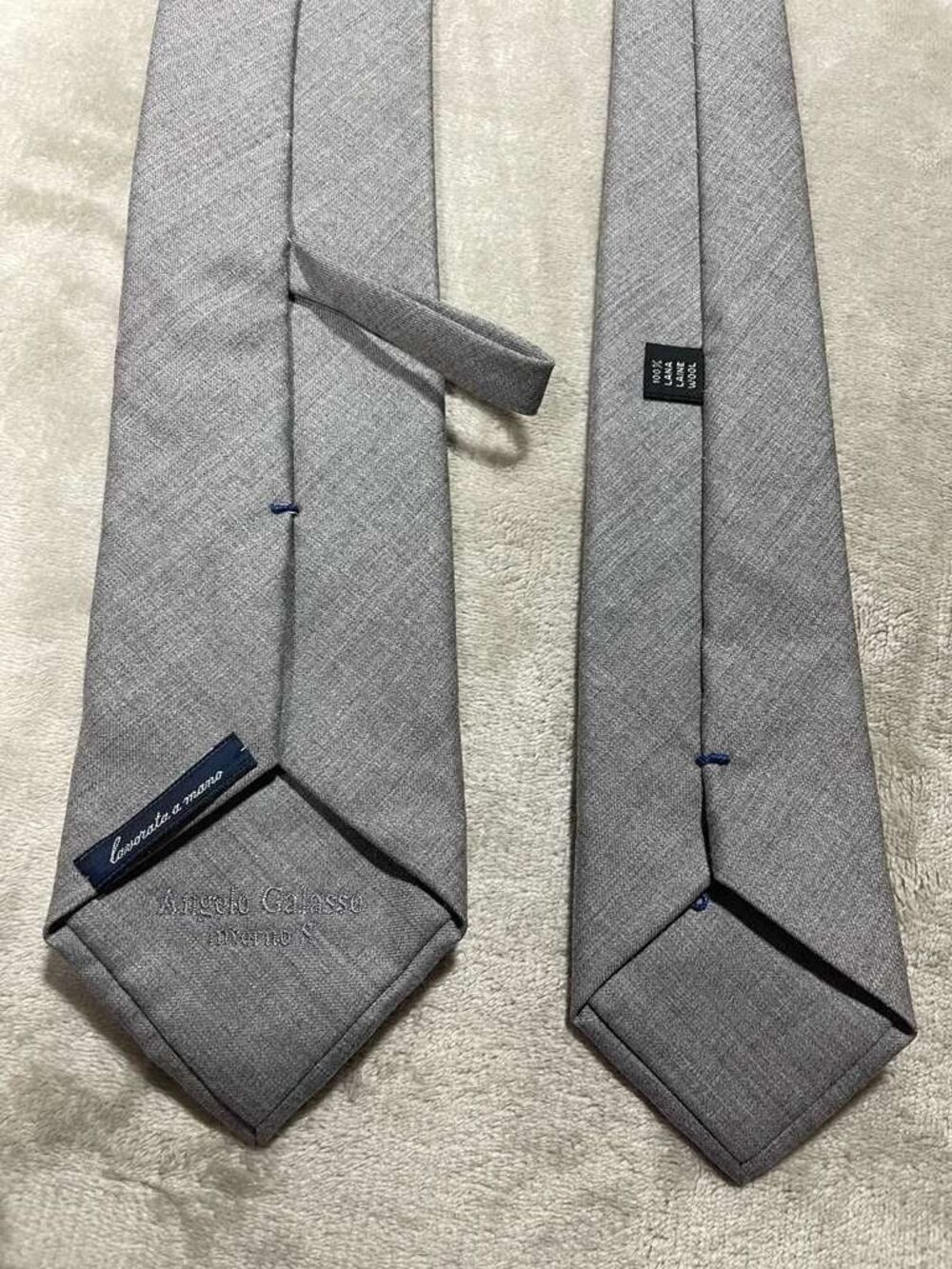Angelo Galasso Laine Wool Neck Tie Men's Gray Made in Italy - Picture 2 of 9